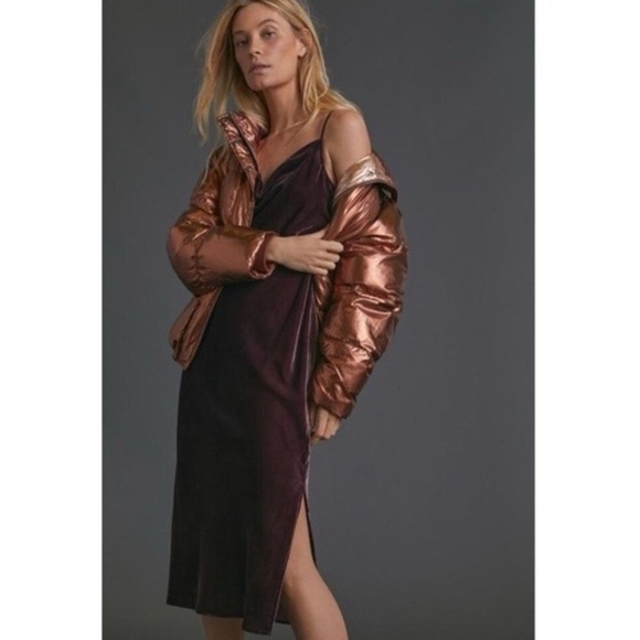 Anthropologie The Elyse Velvet Bias Slip Dress in Chocolate - Picture 5 of 11